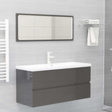 Bathroom Furniture Set High Gloss Grey Engineered Wood