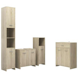 4 Piece Bathroom Furniture Set Sonoma Oak - Front View