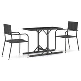 3 Piece Garden Dining Set Black - Front View