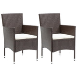 3 Piece Garden Dining Set Brown - Side View