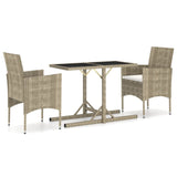 3 Piece Garden Dining Set Beige - Front View