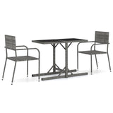3 Piece Garden Dining Set Grey - Front View
