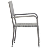 3 Piece Garden Dining Set Grey - 45-Degree Angle
