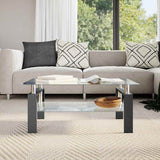 Coffee Table Black and Transparent 95x55x40 cm Tempered Glass - Side View