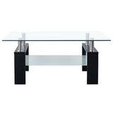 Coffee Table Black and Transparent 95x55x40 cm Tempered Glass - Top-Down View