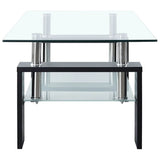 Coffee Table Black and Transparent 95x55x40 cm Tempered Glass - 45-Degree Angle