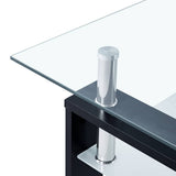 Coffee Table Black and Transparent 95x55x40 cm Tempered Glass - Rear View