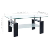 Coffee Table Black and Transparent 95x55x40 cm Tempered Glass - Low Angle