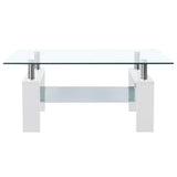 Coffee Table White and Transparent 95x55x40 cm Tempered Glass
