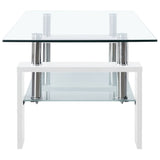 Coffee Table White and Transparent 95x55x40 cm Tempered Glass