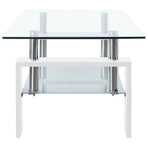 Coffee Table White and Transparent 95x55x40 cm Tempered Glass