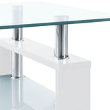Coffee Table White and Transparent 95x55x40 cm Tempered Glass - Rear View