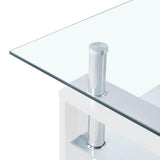 Coffee Table White and Transparent 95x55x40 cm Tempered Glass - Close-Up Angle