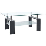 Coffee Table Grey and Transparent 95x55x40 cm Tempered Glass - Front View