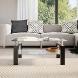 Coffee Table Grey and Transparent 95x55x40 cm Tempered Glass - Side View