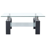Coffee Table Grey and Transparent 95x55x40 cm Tempered Glass - Top-Down View