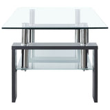 Coffee Table Grey and Transparent 95x55x40 cm Tempered Glass - 45-Degree Angle