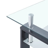Coffee Table Grey and Transparent 95x55x40 cm Tempered Glass - Rear View
