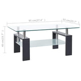 Coffee Table Grey and Transparent 95x55x40 cm Tempered Glass - Low Angle