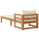 Sun Lounger with Cream White Cushions Solid Acacia Wood - Close-Up Angle