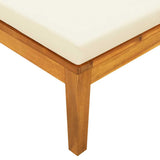 Sun Lounger with Cream White Cushions Solid Acacia Wood