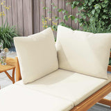 Sun Lounger with 1 Armrest Cream White Solid Acacia Wood - Side View