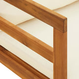 Sun Lounger with 1 Armrest Cream White Solid Acacia Wood - Extra Image