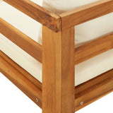 Sun Lounger with 1 Armrest Cream White Solid Acacia Wood - Extra Image