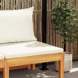 Garden Bench with Table Cream White Cushions Solid Acacia Wood - Side View