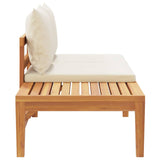 Garden Bench with Table Cream White Cushions Solid Acacia Wood - Rear View