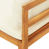 Garden Bench with Table Cream White Cushions Solid Acacia Wood - Extra Image