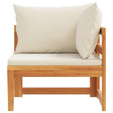 Corner Sofa with Cream White Cushions Solid Acacia Wood - 45-Degree Angle