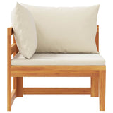 Corner Sofa with Cream White Cushions Solid Acacia Wood - Rear View