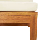 Corner Sofa with Cream White Cushions Solid Acacia Wood - Low Angle