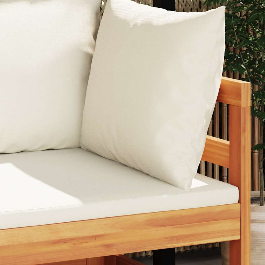 2 Piece Garden Lounge Set with Cream White Cushions Acacia Wood