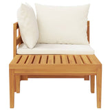 2 Piece Garden Lounge Set with Cream White Cushions Acacia Wood