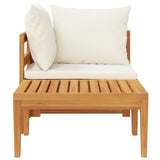 2 Piece Garden Lounge Set with Cream White Cushions Acacia Wood - Rear View