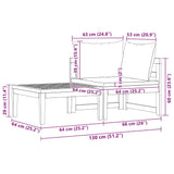 2 Piece Garden Lounge Set with Cream White Cushions Acacia Wood - Extra Image