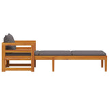 Sun Lounger with Dark Grey Cushions Solid Acacia Wood - Top-Down View