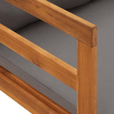 Sun Lounger with Dark Grey Cushions Solid Acacia Wood - Rear View