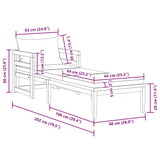 Sun Lounger with Dark Grey Cushions Solid Acacia Wood - Extra Image