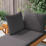 Sun Lounger with 1 Armrest Dark Grey Solid Acacia Wood - Side View