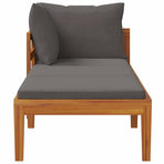Sun Lounger with 1 Armrest Dark Grey Solid Acacia Wood