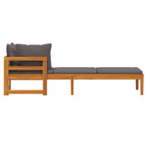 Sun Lounger with 1 Armrest Dark Grey Solid Acacia Wood