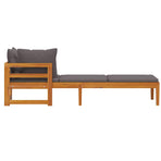 Sun Lounger with 1 Armrest Dark Grey Solid Acacia Wood