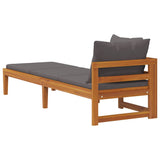 Sun Lounger with 1 Armrest Dark Grey Solid Acacia Wood - Close-Up Angle