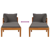 Sun Lounger with 1 Armrest Dark Grey Solid Acacia Wood