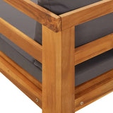 Sun Lounger with 1 Armrest Dark Grey Solid Acacia Wood - Extra Image