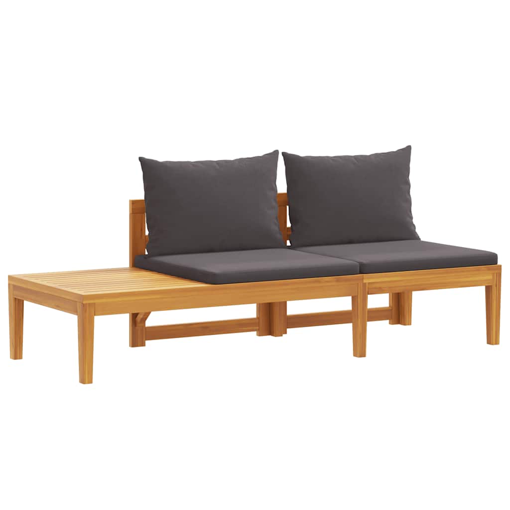 Garden Bench with Table Dark Grey Cushions Solid Acacia Wood