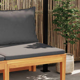 Garden Bench with Table Dark Grey Cushions Solid Acacia Wood - Side View